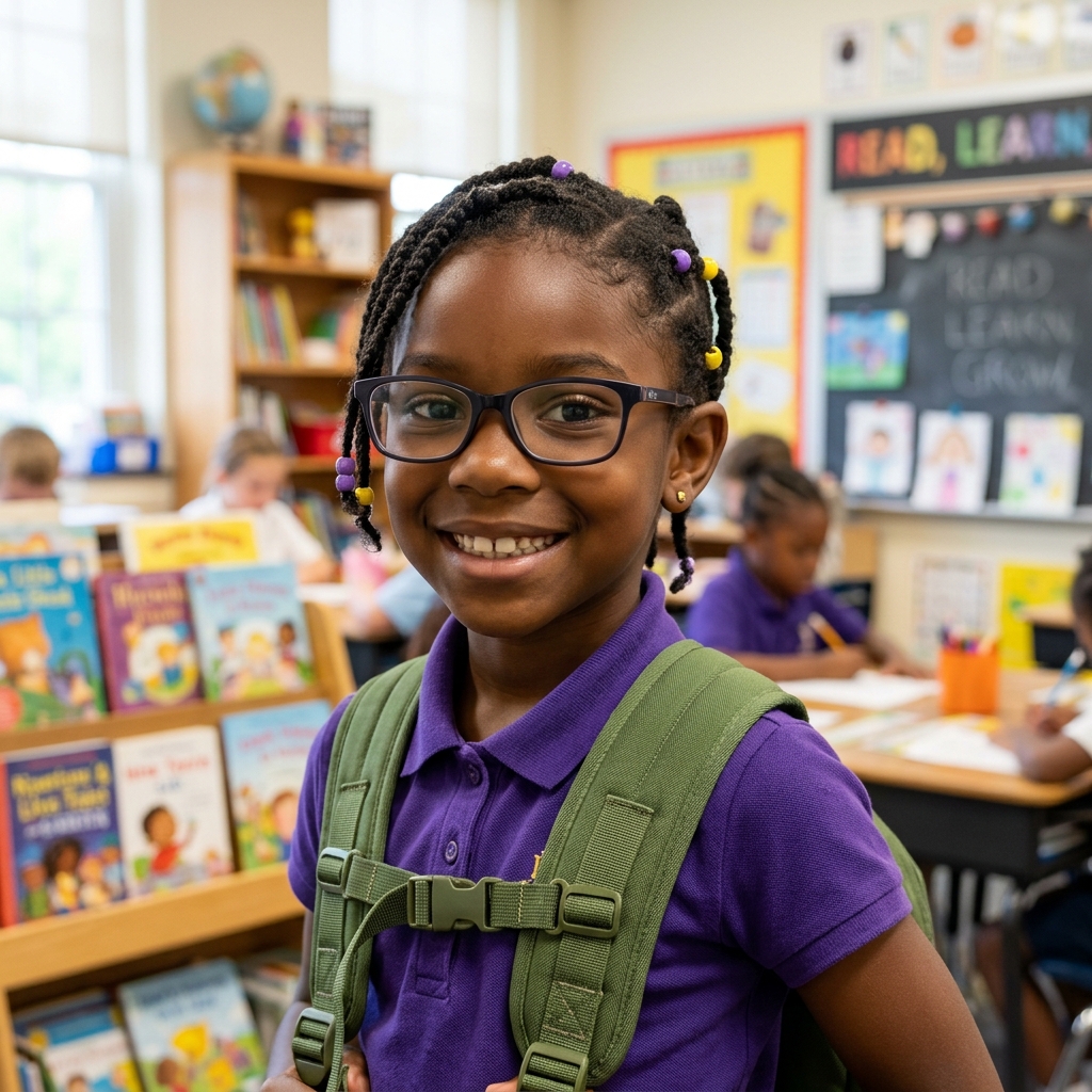 Student Smiling with Glasses